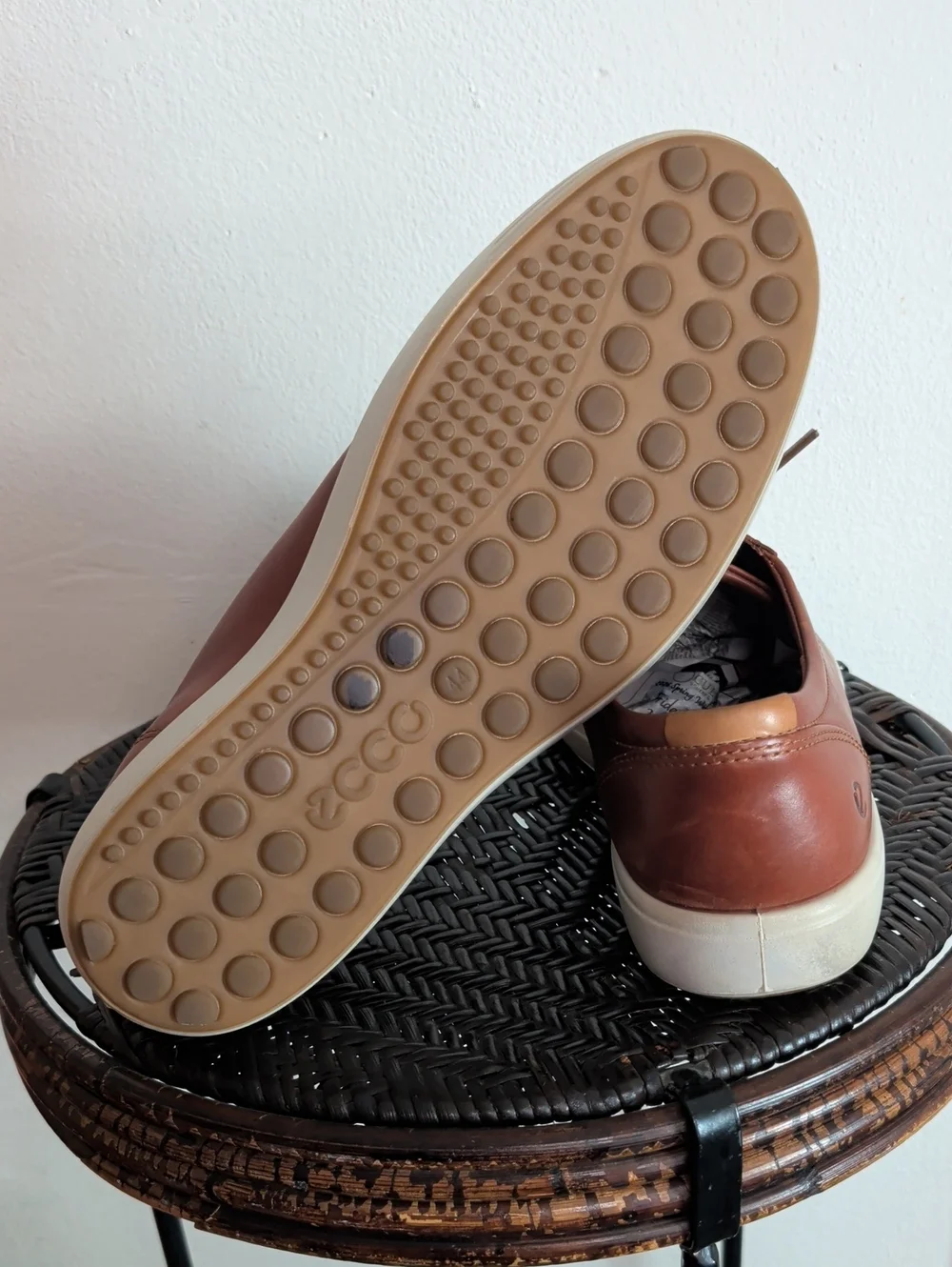ECCO Cognac Brown Leather Soft VII 7 Sneakers Men Size 44 = US 10-10.5